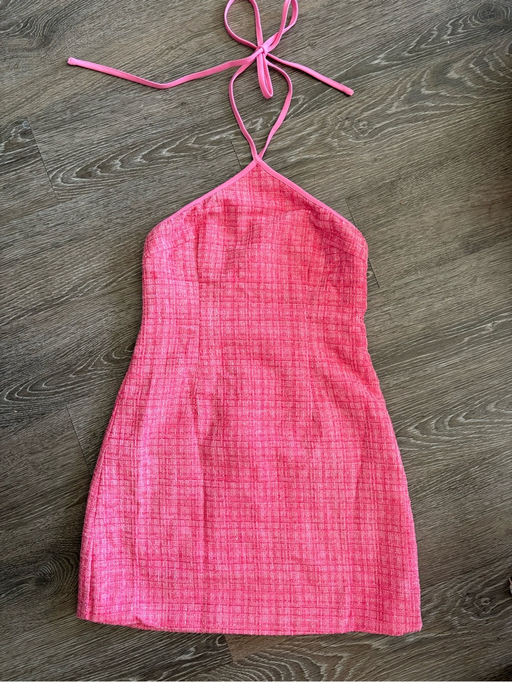 Pink Halter Tweed Mini Dress - Women - Picture 3 of 4